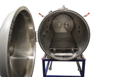 Custom Solution | Horizontal Cylindrical High Vacuum Chamber, one door closed, end view