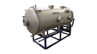 Custom Solution | Horizontal Cylindrical High Vacuum Chamber, angled front view
